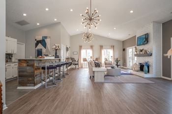 Sterling Park apartments social lounge with kitchen